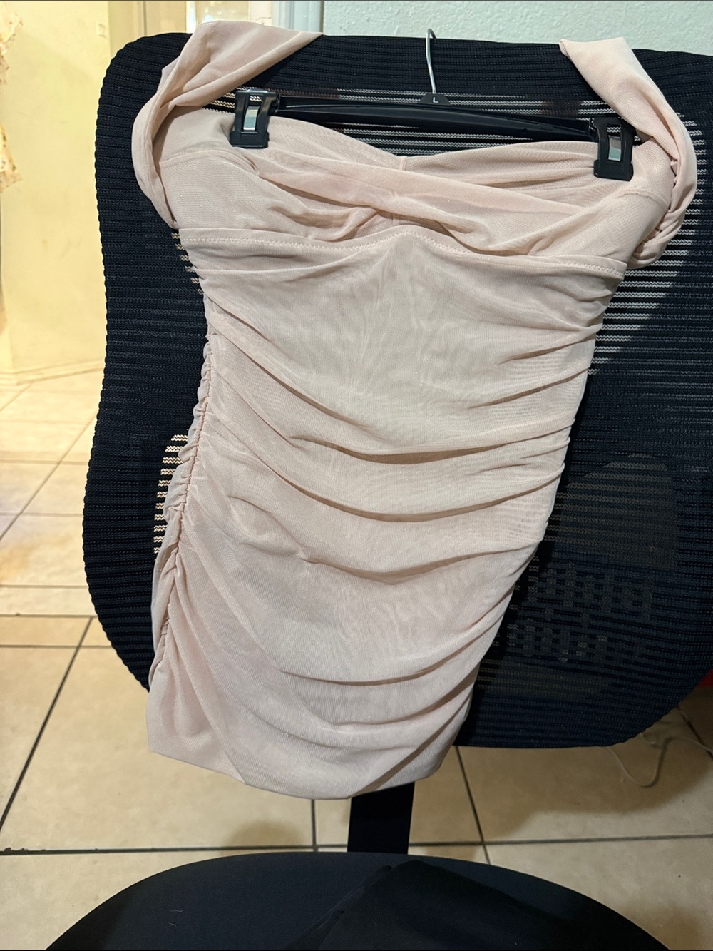 Strapless Ruched Blush Pink Bodycon Top